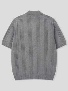 DAZY Men's Solid Gray Short Sleeve Button-Up Knit Top For Summer - Grey - View 2