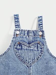 Cozy Pixies Baby Girls Fall Clothes Ruffle Trim Square Neck Bow Front Denim Overall Jumpsuit Without Tee - Light Wash - View 7