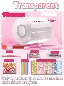 1PC Nanometer Gel Squishy Bubble Making Kit DIY Handmade Stress Relief Toy Set With Random Tape Color Random Accessory Color Pattern Combination Actual Product Image For Reference Back To School Gift - Sets - View 7