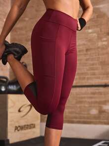 Powerista Wine Red 7/8 Length Athletic Tight Leggings - Burgundy - View 5