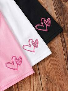 SHEIN LMoss Kids 3件套少女纯色针织休闲打底裤套装 - 彩色 - 查看 4