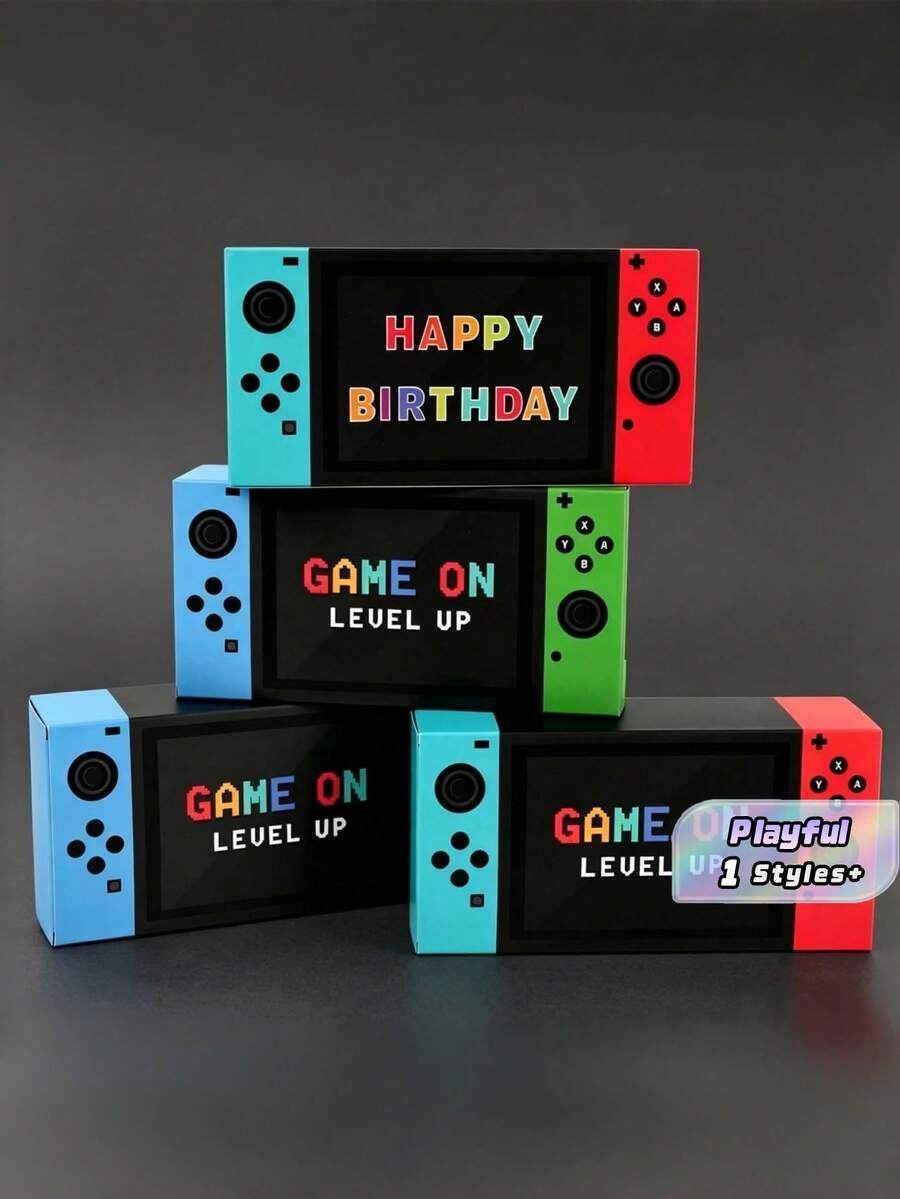 Video Game Themed Party Gift Boxes Empty Kraft Paper Box Set For Gamer Birthday Candy Snack Holders DIY Fillable Favor Containers For Gaming Party Decorations Christmas Easter Halloween Supply - multicolor - View 1