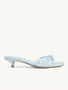 CUCCOO CHICEST Sandal Hak Tinggi Kasual Nyaman untuk Wanita, Cocok untuk Pemakaian Sehari-hari, Musim Panas - Pencetakan jaring biru - View 3