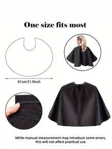 1PC One Size Non Stick Chemical Waterproof Lightweight Stain Resistant Easy Clean Closure Adjustable Neck Black Hair Cutting Cape For Salon Beauty Barber Beard Trimming Dyeing Perming Hair Removal Face Hair Removal Home Professional Use Hairdresser - black - View 5