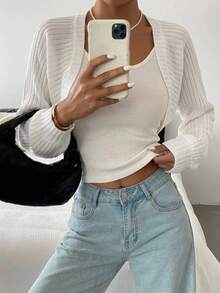 DAZY Women's Spring/Summer Casual Solid Color Cropped Lightweight Jacket,Fall Clothes - White - View 7