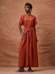 Zivah 2026 Spring Summer New Thanksgiving Jamaican Tropical European Party Wedding Birthday Student Wear Daily Street All-Match Round Neck Cap Sleeve Dress - Brown - View 2