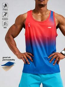 Acti Log Áo tank top nam thời trang in chữ ombre cổ tròn phong cách thể thao thường ngày - Nhiều màu - Xem 1