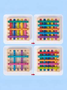 MINKOJA Rainbow Wooden Stick Logic Puzzle, Montessori Educational Toy For Kids 3+, Focus & Spatial Thinking Training Game With 120 Advanced Challenges, Parent-Child Interactive Gift - Multicolor - View 6