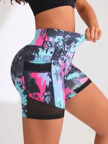 Easithlete Damen Große Größen Batik Tasche Lässig Vielseitig Alltag Reise Sport Shorts - Verschiedenfarbig - Übersicht 4