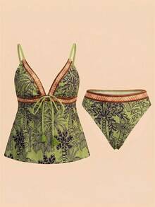 Conjunto de Traje de Baño Casual Estampado Minimalista para Mujer - Multicolor 6 - Ver 6