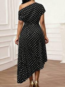 SHEIN Lady Vestido Talla Grande Negro y Blanco - Blanco y Negro - Ver 2
