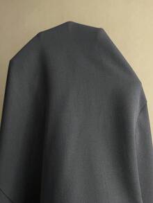 Elaquor 女款大尺碼素色翻領西裝短袖外套，適合職場穿著 - 深灰色 - 查看 8