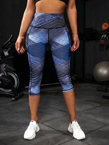 Powerista Wideband Waist Sports Leggings,Women Tennis Outfit - Blue - View 4