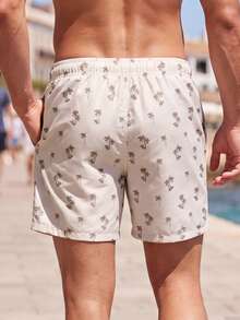 Manfinity Swimmode Men's Coconut Tree Print Elastic Waist Drawstring Beach Pants Holiday / Vacation / Beach / Hawaii / Tropical / Swim /  Bathing - Beige - View 2