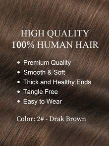 One Piece Clip In Human Hair Extensions, 5 Clips 3/4 Full Head Clip On Remy Straight Hairpieces #2 Dark Brown Real Human Hair Adding Volume For Thin Hair, Daily Salon Wear For Women And Girls - S2 - View 2