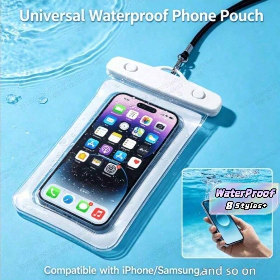 1 buah Casing Ponsel Portabel Universal Bercahaya dan Tahan Air dengan Tali Bahu - Kompatibel dengan Layar Sentuh untuk Semua Smartphone, Cocok untuk Berenang dan Menyelam, Olahraga Air dan Perjalanan - Hadiah Sempurna untuk Petualang, Perlengkapan Pantai, Aksesori Pantai, Pelampung Kolam Renang - MultiWarna - View 1