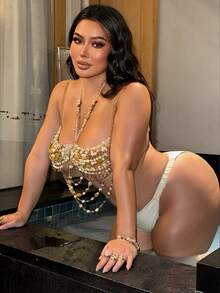 Swim SXY 2026 Nouveau Printemps et Été Sous-vêtements Bikini Grande Taille pour Femmes avec Chaîne de Corps Sexy, Chaîne de Perles et Chaîne Métallique Accessoires de Vacances à la Plage Fête Festival, Lingerie - Roux - Voir 5