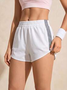 Exploreva Women's Summer Outdoor Sports Minimalist Versatile Color-Block Jogging Shorts - White - View 1
