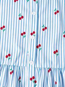 SHEIN Tween Girls Tank Top Shirt With Bow Button & Long Pants 2 Pieces Set - Blue - View 6