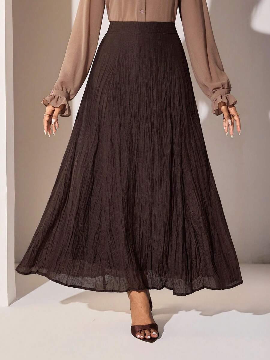 Veilorie Women's Spring Summer Autumn Casual Vacation Daily Commute Minimalist Versatile Solid Color Textured Fabric Skirt