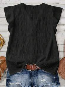 Rusticease Blusa casual minimalista adecuada para el verano - Negro - Ver 2