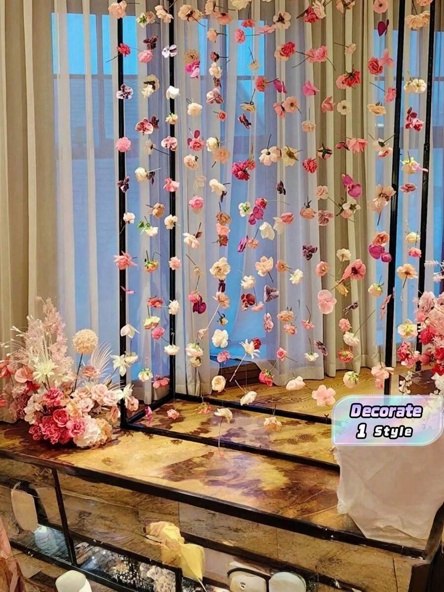 100件套悬挂式花环套装,DIY天花板花卉装饰套装,DIY花卉窗帘材料,人造花吊坠装饰,漂浮花卉墙面背景,摄影设计,主题婚礼,生日,房间装饰 - 彩色 - 查看 1