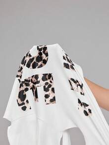 Vadaroq Women's Summer Scoop Neck Word Print Reversible Cheetah Print Women Tank Top Red Club Concert Top - White - View 7