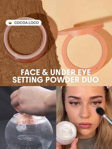 SHEGLAM Polvos fijadores para rostro y contorno de ojos Insta-Ready Duo-Cocoa Loco 2 en 1 Polvos fijadores sueltos iluminadores Polvos mate sin poros Polvos resistentes al agua Maquillaje facial Powder - Cocoa Loco - Ver 1