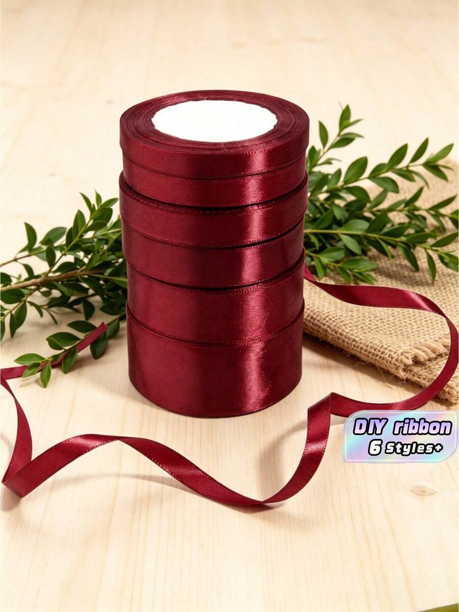 1 cuộn ruy băng satin màu đỏ rượu vang bóng 22 mét, màu trơn, dùng cho thiệp mời đám cưới DIY, gói quà nước hoa cô dâu, trang trí tiệc, dự án may vá, phụ kiện cưới cô dâu, vật dụng đám cưới, trang trí tiệc DIY, gói quà - Rượu vang đỏ - Xem 1