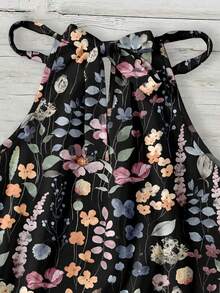 SHEIN LUNE Women's All-Over Floral Print Sleeveless Versatile Tank Top Suitable For Spring And Summer Vacation Black Floral Tropical - Multicolor - View 5