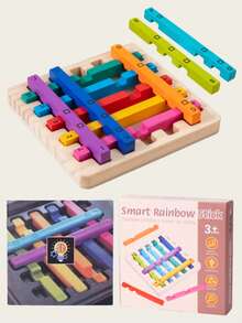 MINKOJA Rainbow Wooden Stick Logic Puzzle, Montessori Educational Toy For Kids 3+, Focus & Spatial Thinking Training Game With 120 Advanced Challenges, Parent-Child Interactive Gift - Multicolor - View 10