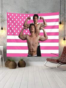 1 Buah Kain Permadani Pemanas Motif Bendera Amerika Warna Pink Bahan Poliester Hiasan Dinding Hangat untuk Kamar Tidur Ruang Tamu Dekorasi Rumah Selimut Nyaman Perlengkapan Penting yang Harus Dimiliki - 1 buah - View 8