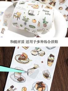 Twilight Die Cut Special Oil Washi Tape Mini Light Life Series Cute Daily Home Hand Drawn Decorative Tapes For Journaling Scrapbooking DIY Crafts - Multicolor - View 4