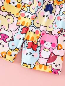 SHEIN 女童卡通印花無袖上衣與短褲兩件套 - 彩色 - 查看 5