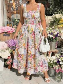 SHEIN MOD Váy hai dây cỡ lớn in hoa, thích hợp mặc đi nghỉ mát. - Nhiều màu - Xem 3