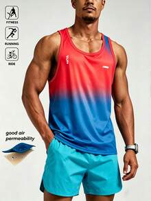 Acti Log Áo tank top nam thời trang in chữ ombre cổ tròn phong cách thể thao thường ngày - Nhiều màu - Xem 6