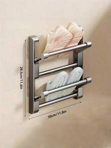Rak Sepatu Gantung Dinding Tanpa Pengeboran, Rak Sepatu Lipat Dua Lapis Aluminium, Dengan Lubang Drainase, Solusi Penyimpanan Kamar Mandi, Rak Sepatu Rumah Tangga, Rak Sepatu Gantung, Cocok Untuk Ruang Sempit, Kehidupan Apartemen, Penyimpanan Kamar Mandi, Ideal Untuk Keluarga Dan Penyewa, Menghemat Ruang, Pindah Ke Rumah Baru - Grey - View 14