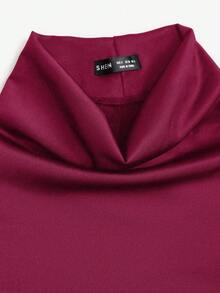 Sweetra Top básico elegante de cuello alto y espalda con cordón elástico ajustable - Burdeos - Ver 6