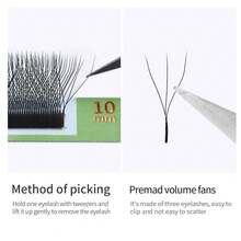 1PC Glamlash 12Rows C/D/L/LU/M W Shape Eyelash Extension 0.07mm 3D Premade Volume Fan Lashes W Style Lashes Faux Mink Volume Lashes Natural Eyelash Lash Clusters, Eyelash Clusters, Individual Eyelashes, Lashes, Fake Lashes - Black - View 5