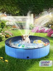 Bak Mandi Hewan Peliharaan Lipat & Portabel - Kolam Renang dan Bak Mandi Hewan Peliharaan yang Dapat Dilepas - Kolam PVC Anti Selip dan Tahan Air untuk Anjing & Kucing - Ideal untuk Halaman Belakang, Kolam Renang Anak, Kotak Pasir, dan Kolam Bola - Tersedia Berbagai Ukuran - Biru - View 2