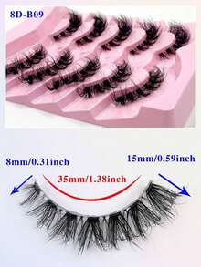 5 Pairs ENCHUW Transparent Natural Soft Fluffy Faux Mink Eyelashes, Makeup False Eyelashes - Black - View 7