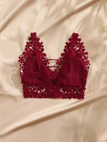 Charlaine 挂花蕾絲長型內衣胸罩 - 酒紅色 - 查看 2