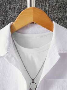 SHEIN Explorewe 2 件套男童夏季休闲纯色 Polo 衫和短裤套装，适合夏季度假装 - 白色 - 查看 3