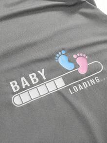 Modmama 孕婦圓領字母印花休閒日常洋裝 - 灰色 - 查看 3