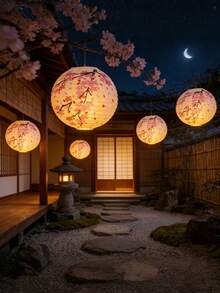 日式樱花纸灯笼，悬挂式日式传统灯笼，适用于日式寿司店、生日、家居、教堂、婚礼派对装饰、新年装饰、万圣节装饰、圣诞节装饰、中国新年派对装饰（免费） - 查看 4