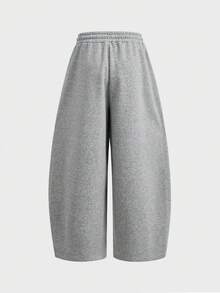 SWAVVY Men's Casual Loose Sweatpants, Black, With Ribbon Patchwork & Embroidery, Spring/Autumn,Wide Leg - Grey - View 6