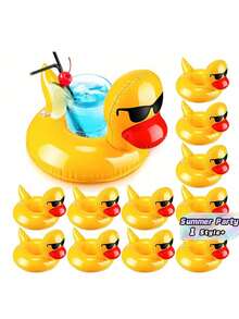 1PC Inflatable Fashion Glasses Duck Floating Drink Holder Cup Tray Pool Float Raft Summer Pool Party Beach Swimming Pool Accessories For Adults - Multicolor - View 1