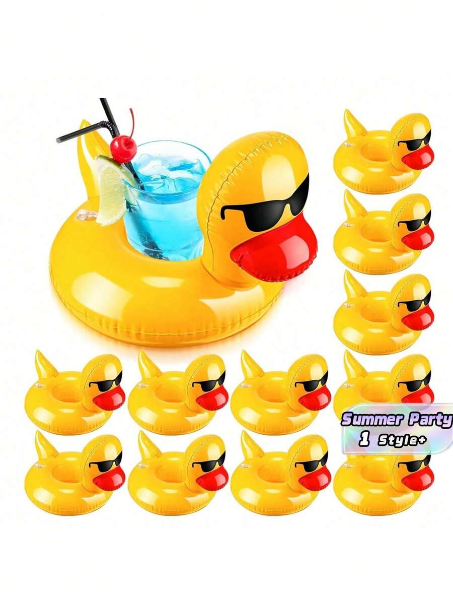 1PC Inflatable Fashion Glasses Duck Floating Drink Holder Cup Tray Pool Float Raft Summer Pool Party Beach Swimming Pool Accessories For Adults - Multicolor - View 1