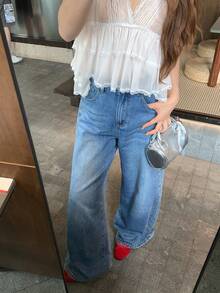 DAZY Women's Bowknot Rhinestone Embellished Loose Casual Pants - Blue - View 4