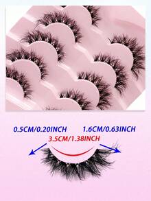 5 Pairs ENCHUW Transparent Natural Soft Fluffy Faux Mink Eyelashes, Makeup False Eyelashes - Black - View 3